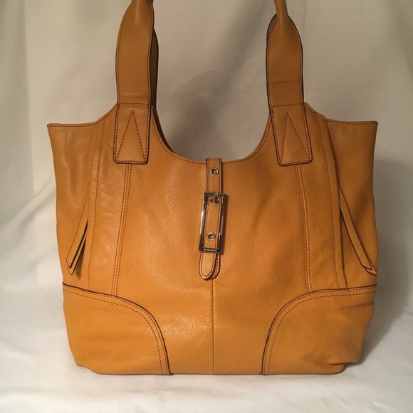 b. makowsky Bags B Makowsky Mustard Yellow Leather Tote Poshmark